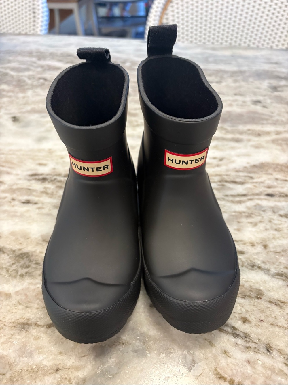 Hunter Kids Black Short Waterproof Rain Boots with Logo